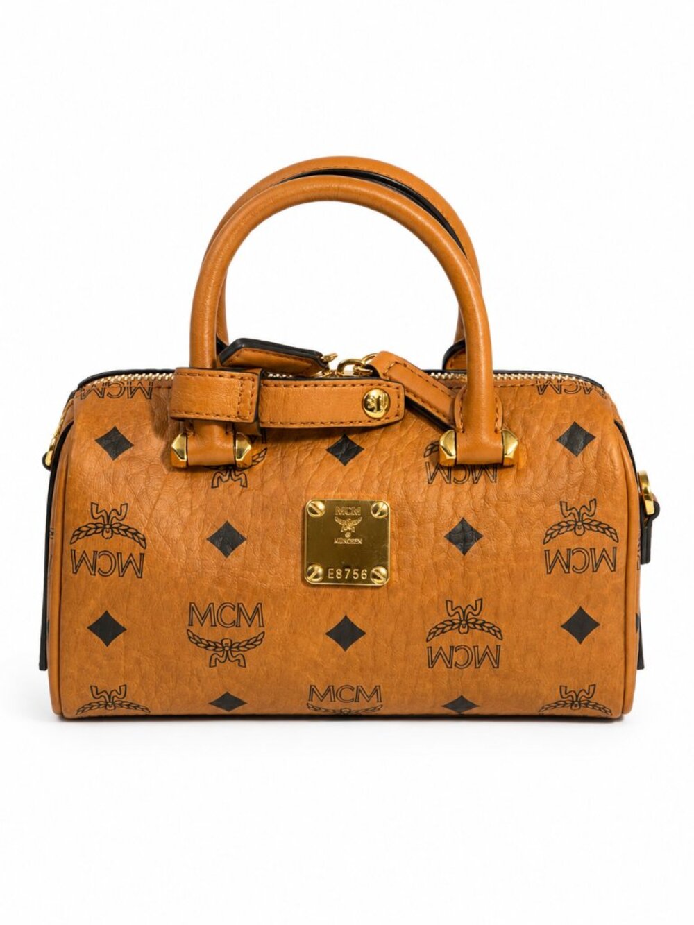 MCM Cognac Visetos Mini Boston Bag w/ Dustbag
